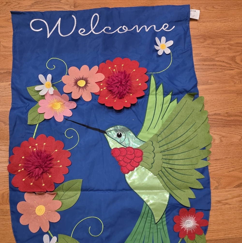 Vibrant Hummingbird Garden Flag